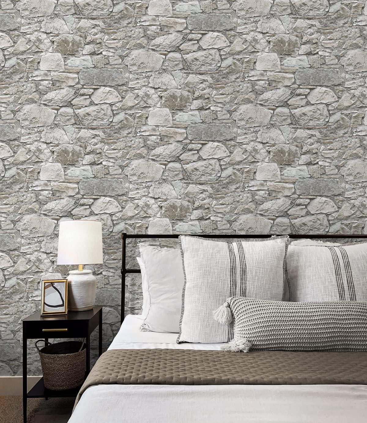 Flax Stone Self-Adhesive Peel and Stick Wallpaper