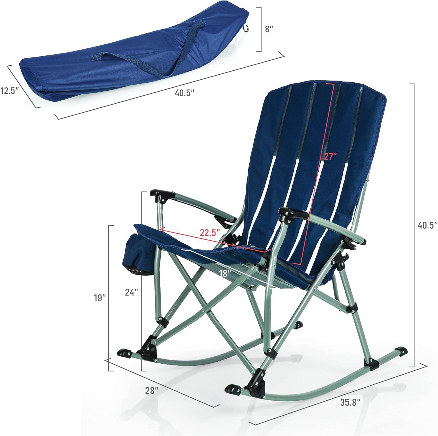 Picnic Time Outdoor Rocking Camp Chair - Navy Blue