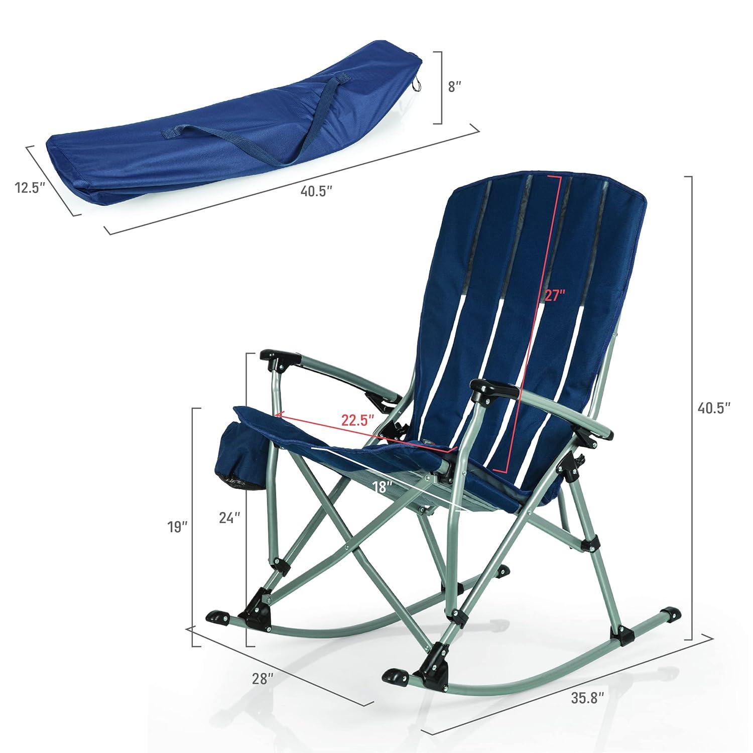 Picnic Time Outdoor Rocking Camp Chair - Navy Blue