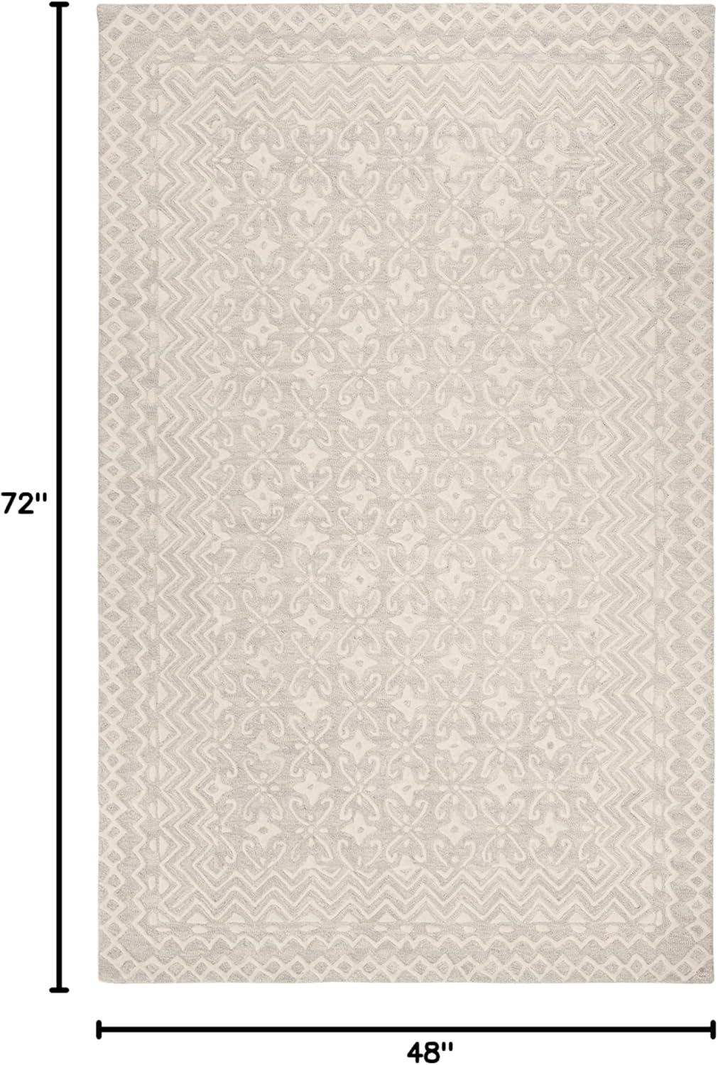 Blossom BLM114 Hand Tufted Area Rug - Grey/Ivory - 4'x6' - Safavieh..
