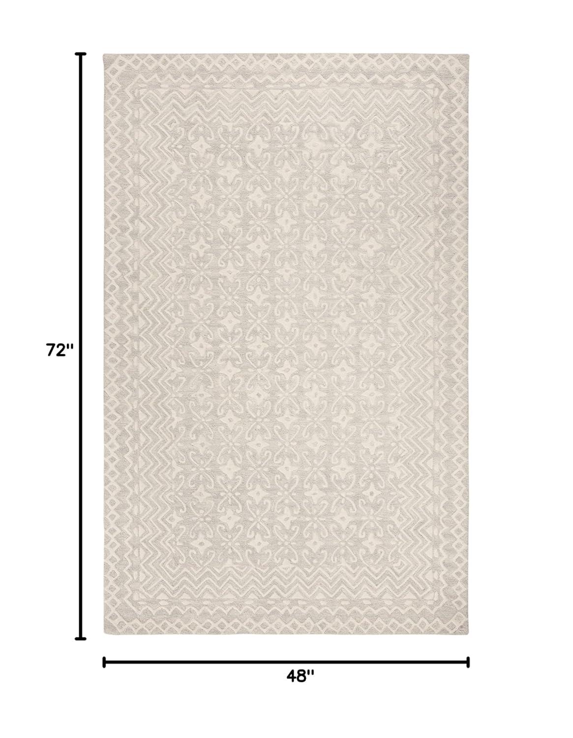 Blossom BLM114 Hand Tufted Area Rug - Grey/Ivory - 4'x6' - Safavieh..