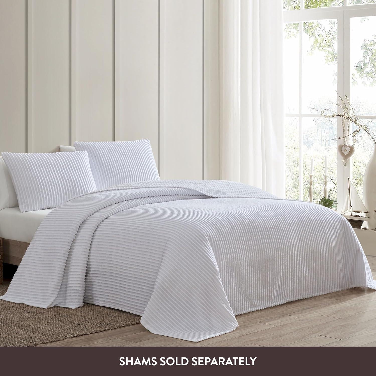 Channel Chenille Bedspread White Full