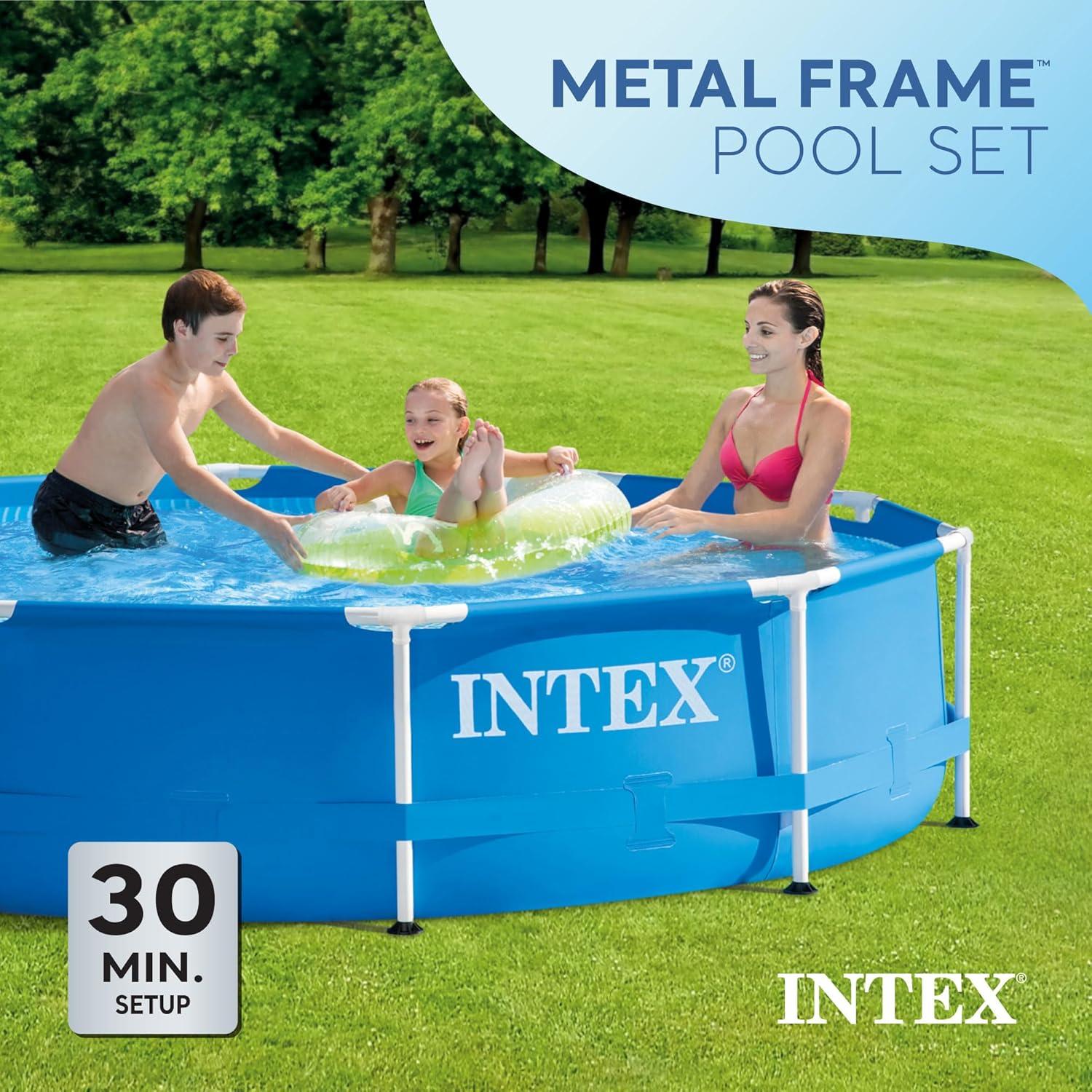 Intex Intex 10ft x 30in Metal Frame Swimming Pool Set with Filter and Debris Cover