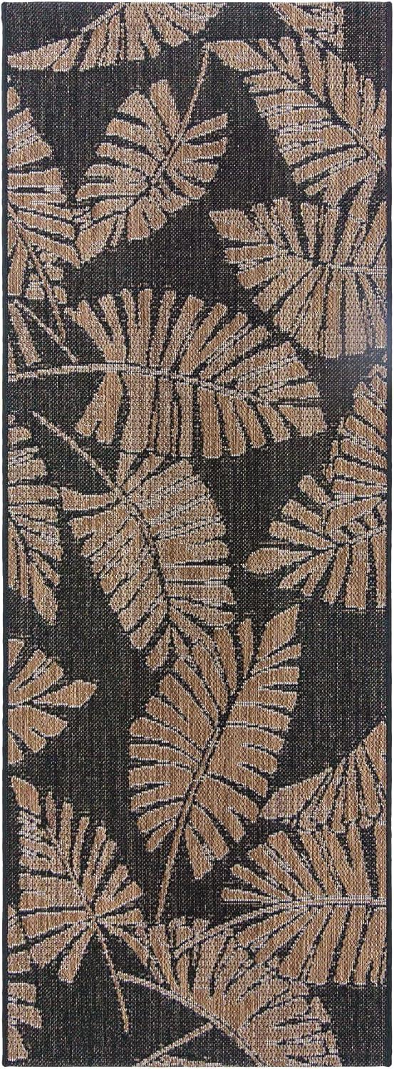 Reyn Spooner Reyn Spooner Lua'ehu Havana Brown/Black Bold Tropical Leaf Flatweave Indoor/Outdoor Area Rug