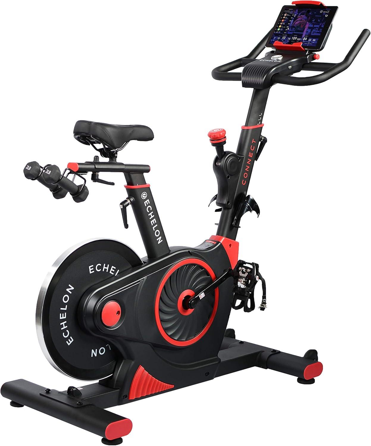 Echelon EX3 Smart Fitness Bike with Small Footprint, Red + 30-Day Free Membership