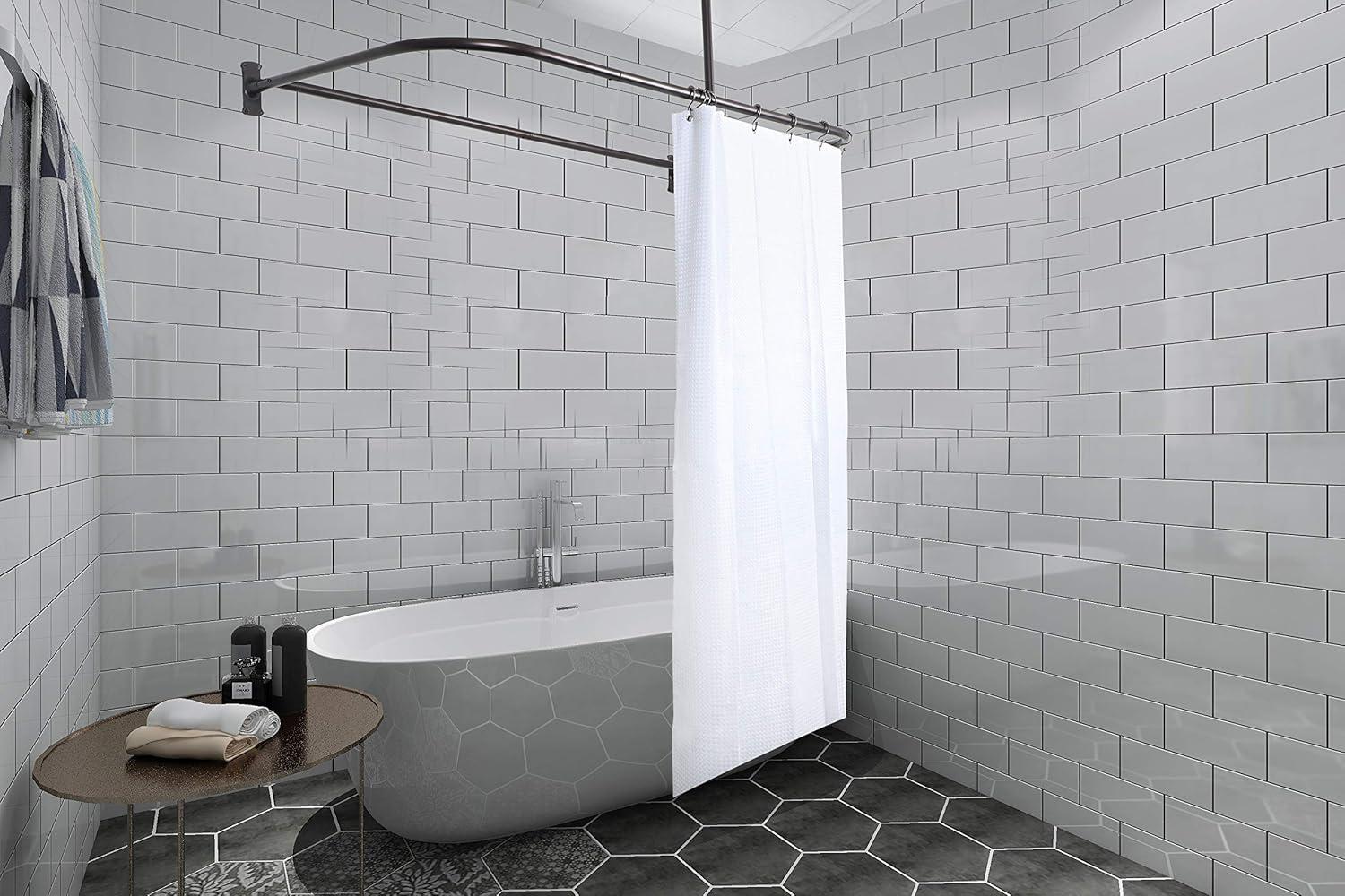Utopia Alley Aluminum 61" D-Shape Fixed Shower Curtain Rod