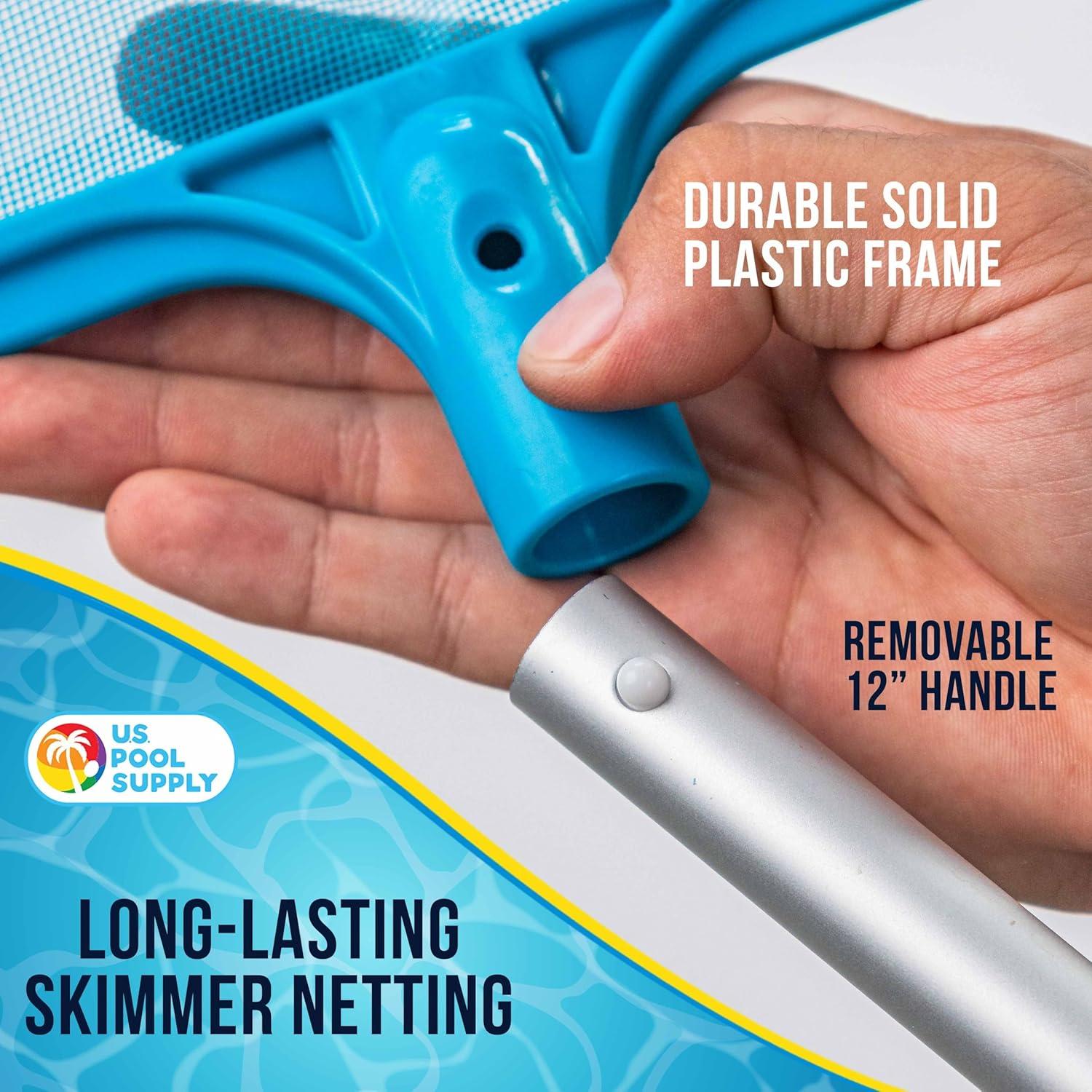 Price Drop YRichxx Pool Skimmer Net Professional Spa, Hot Tub, Pool Hand Leaf Skimmer Net, 26" Long with 12" Aluminum Pole - Fine Mesh Netting, Cleanout Leaves, Debris - Clean Pond Small Kid Kiddie I