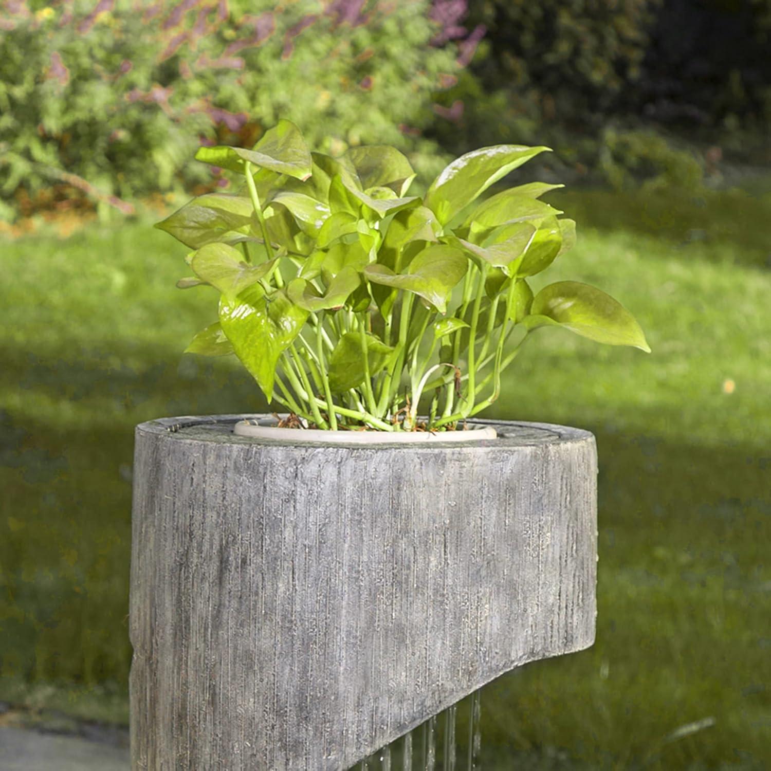 Glitzhome GH11250 Outdoor Polyresin Curved Waterfall Fountain with LED Light, 31.3" H