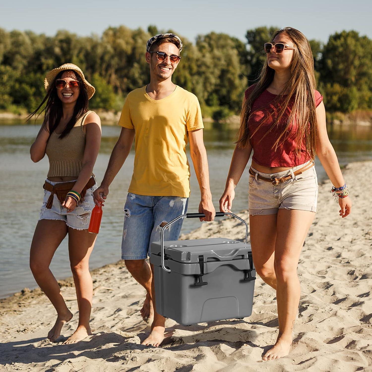 Costway 16 Quart Cooler Portable Ice Chest Leak-proof 24 Cans Ice Boxfor Camping