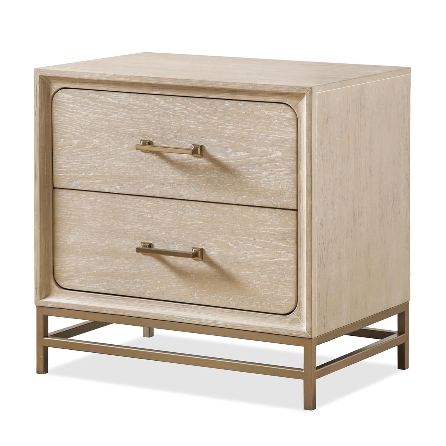 HOMES: Inside + Out 3pc Queen Neovesi Platform Bedroom Set Boho with 2 Nightstands Oak