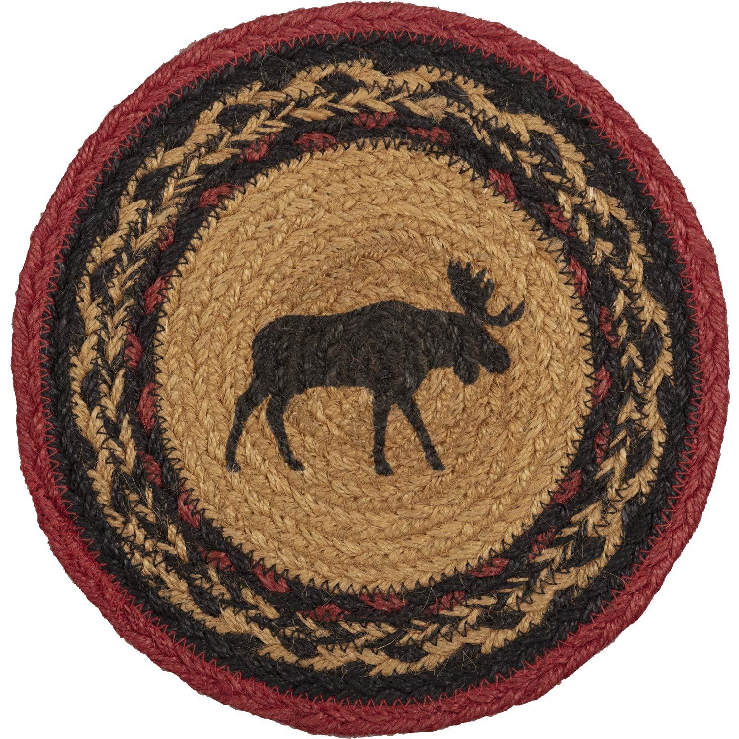 Cumberland Tan and Black Jute Moose Trivet, 8 inches
