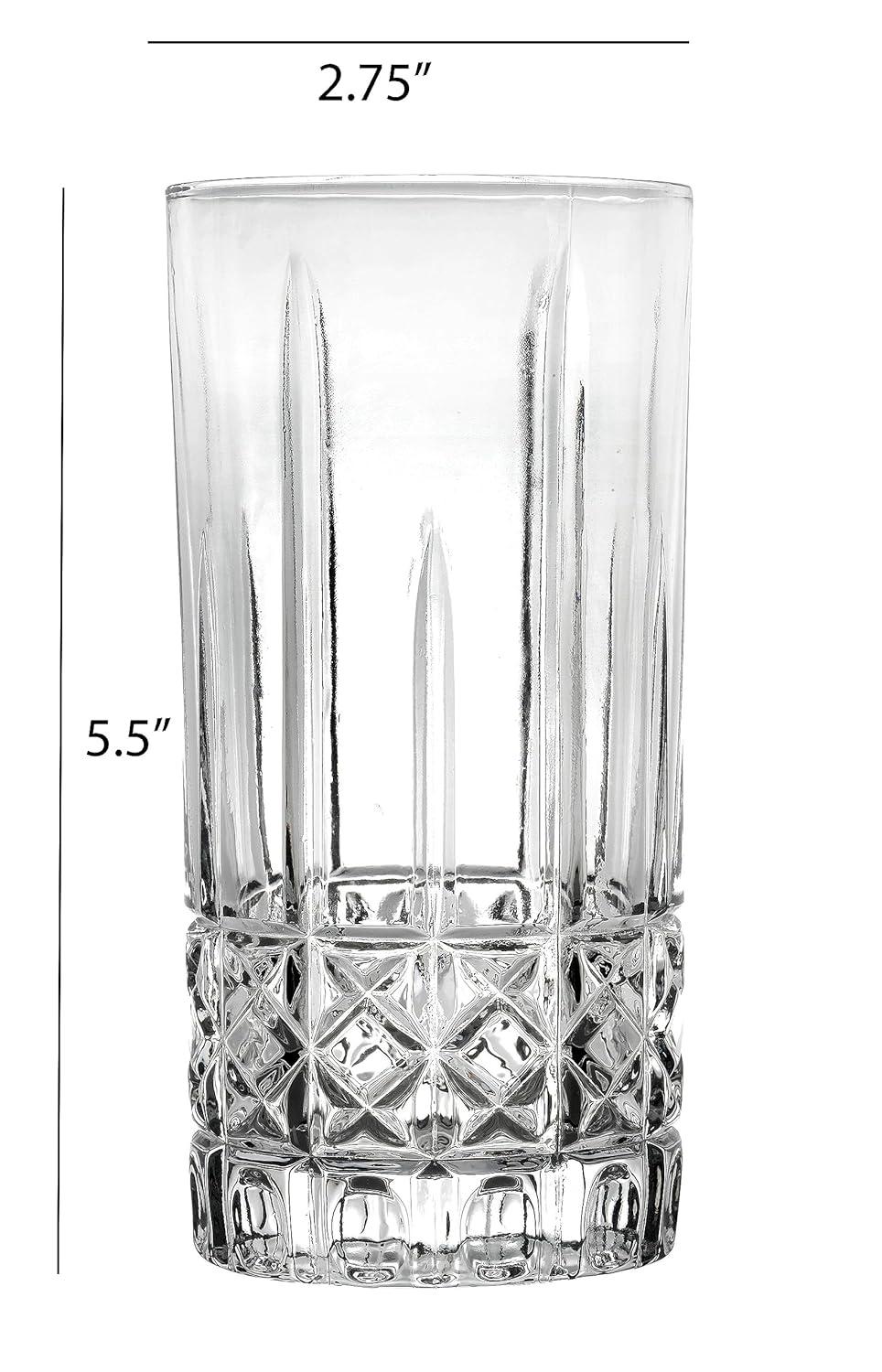 Lorren Home Trends Lorren Home Trends Tall 12 Ounce Drinking Glass-Textured Cut Glass (Set of 6)