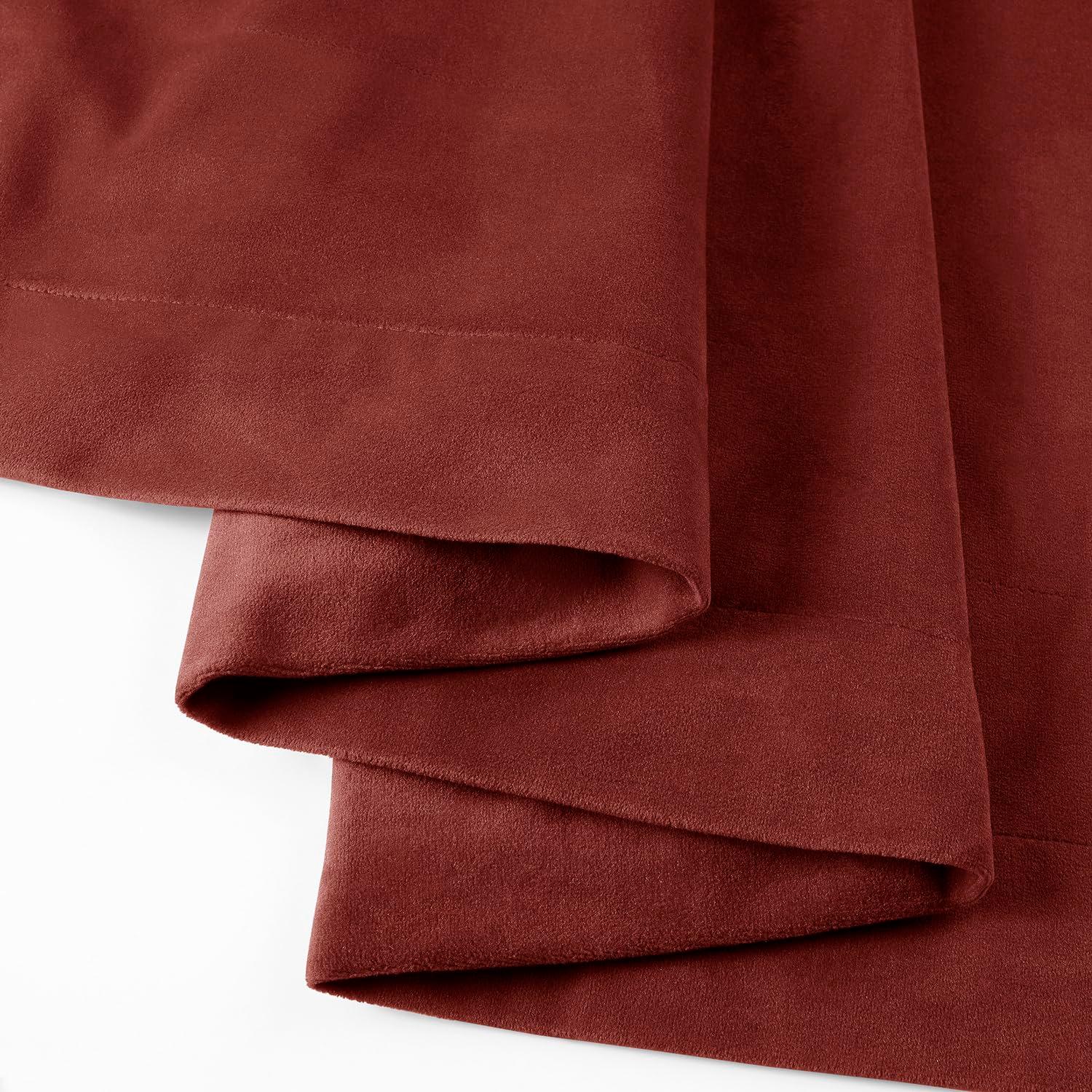Half Price Drapes Signature Crimson Rust Velvet Blackout Curtains For Bedroom(1 Panel), 50WX 108L