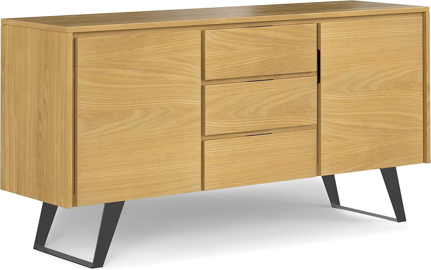 Lowry Oak Veneer Modern Industrial Sideboard Buffet