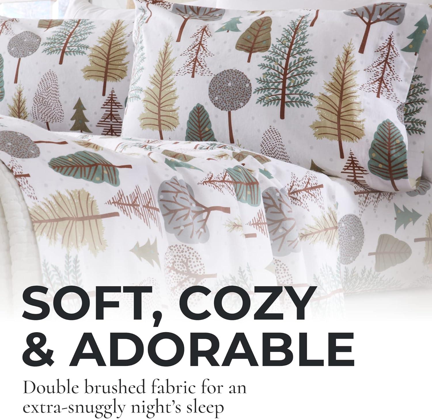 100% Cotton Lodge Printed Flannel Sheet Set