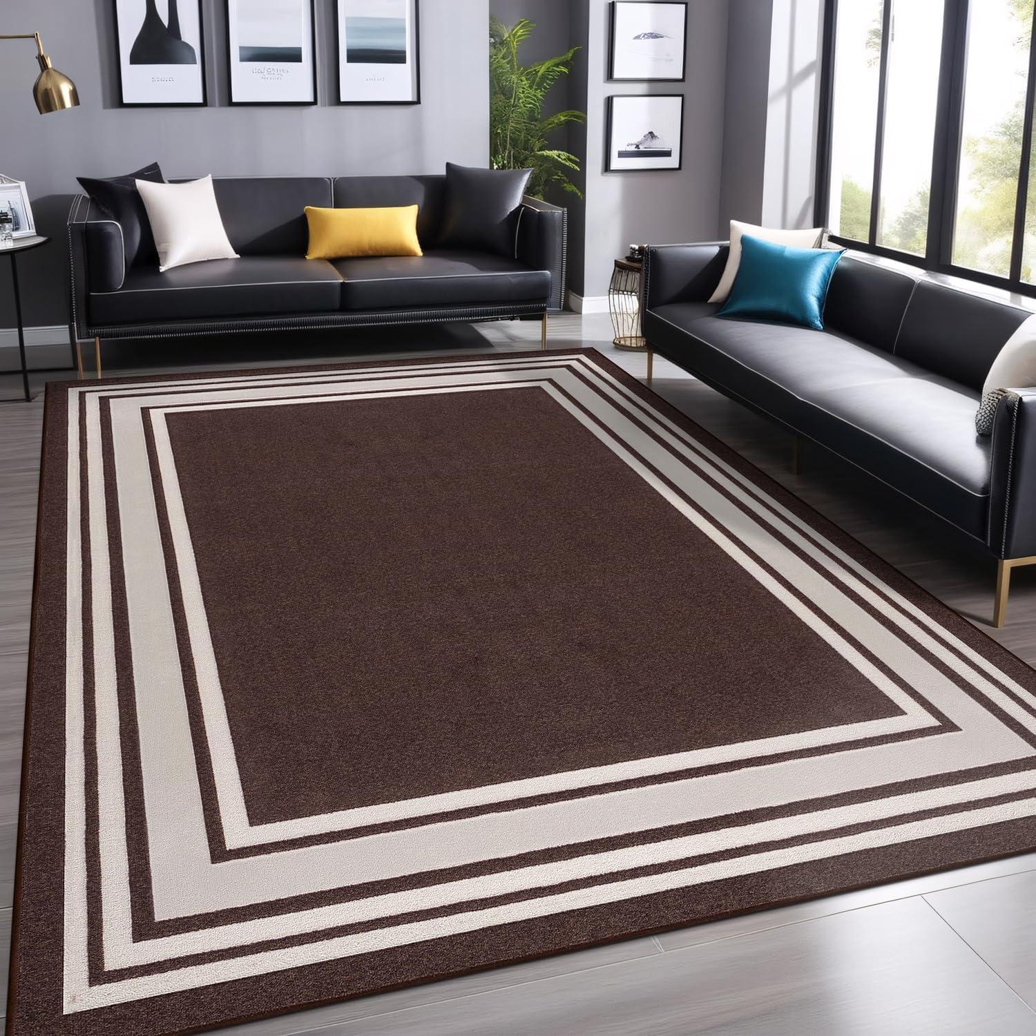 Quiogue Brown Non-Slip Area Rug