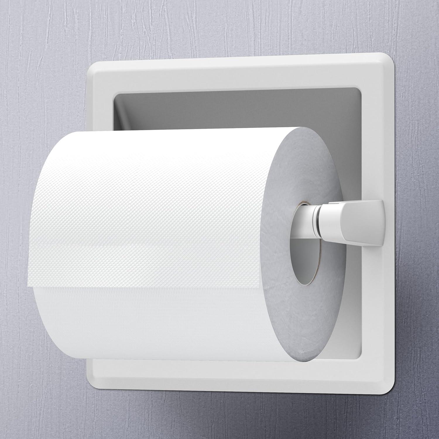 Recessed Toilet Paper Holder with Pivoting Arm