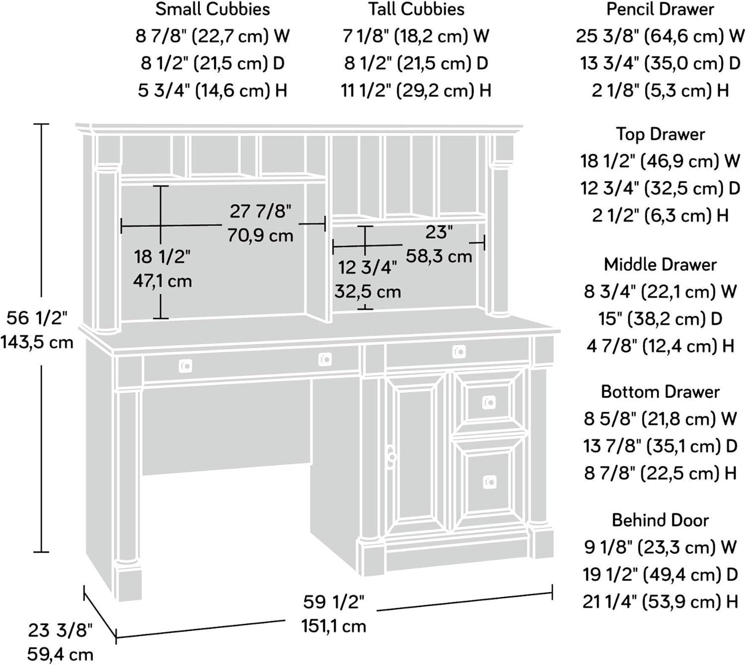 Palladia Computer Desk with Hutch Split Oak - Sauder: Home Office Furniture, Executive Style, Storage