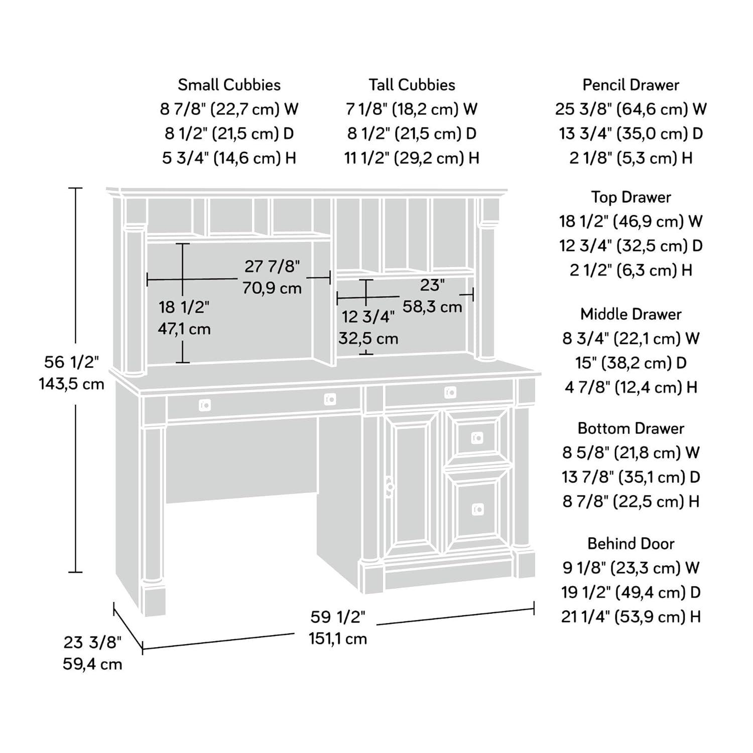 Palladia Computer Desk and Hutch Vintage Oak - Sauder: Home Office Workstation, Easy Glide Drawer