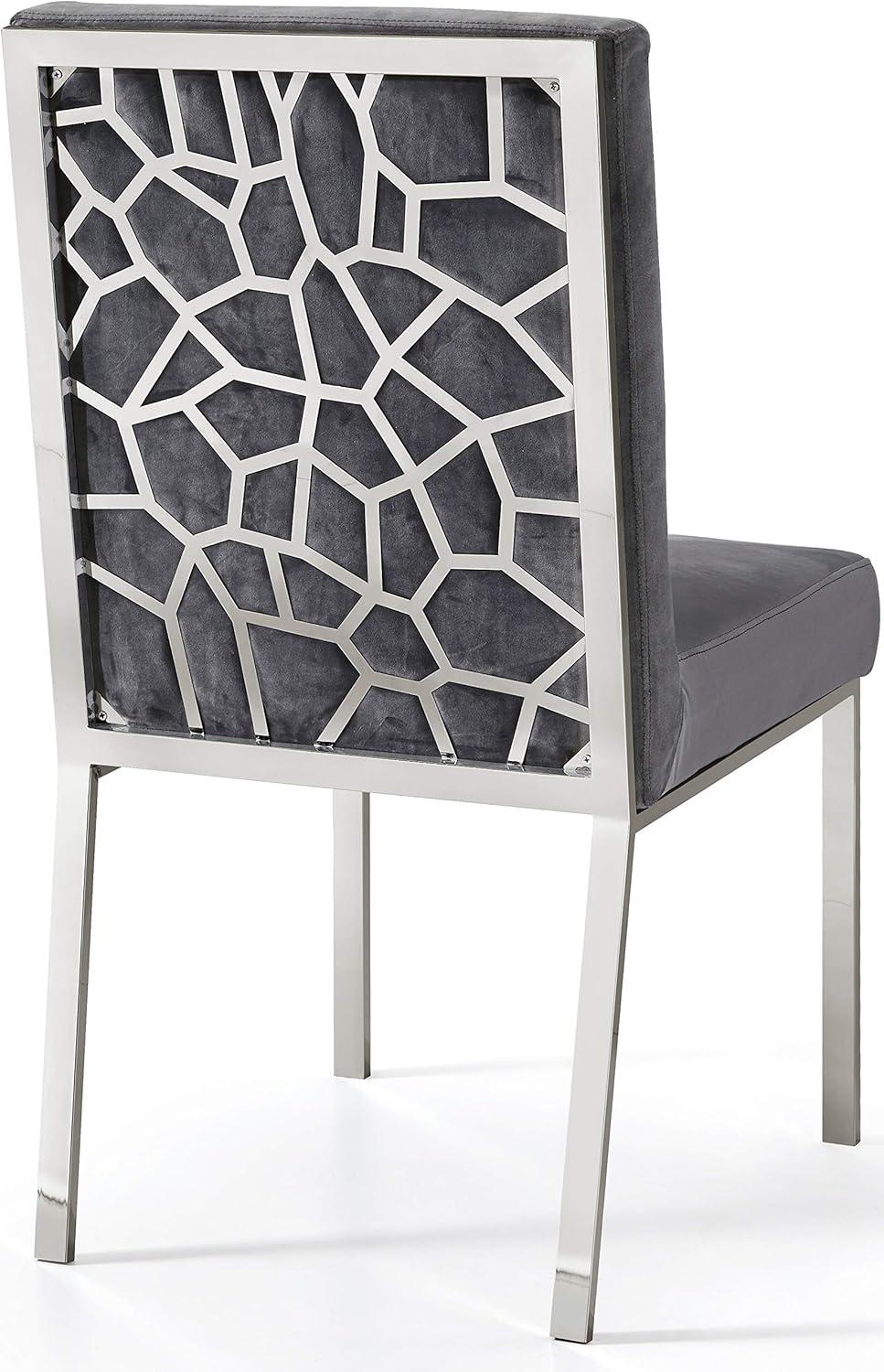 Opal Gray Velvet Dining Chair with Chrome Legs