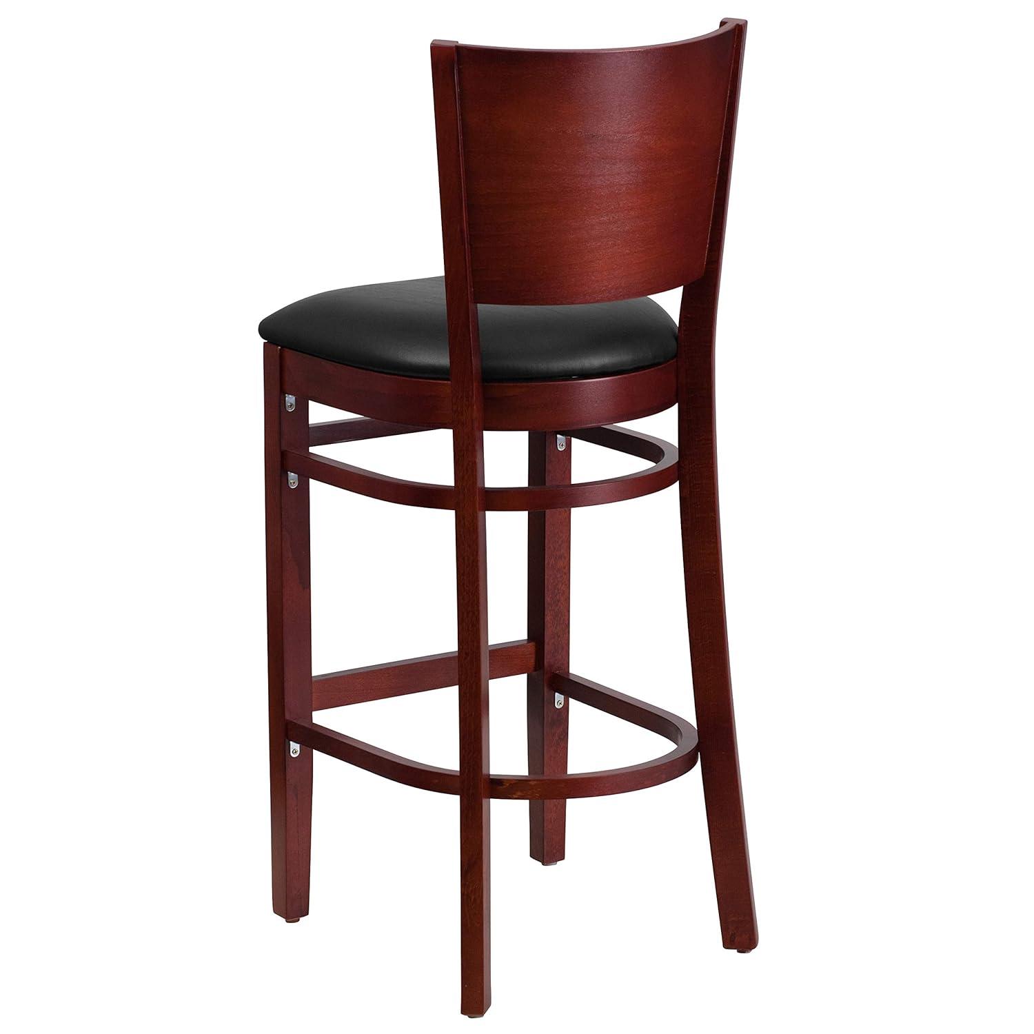 Flash Furniture Lacey Series Solid Back Walnut Wood Restaurant Barstool