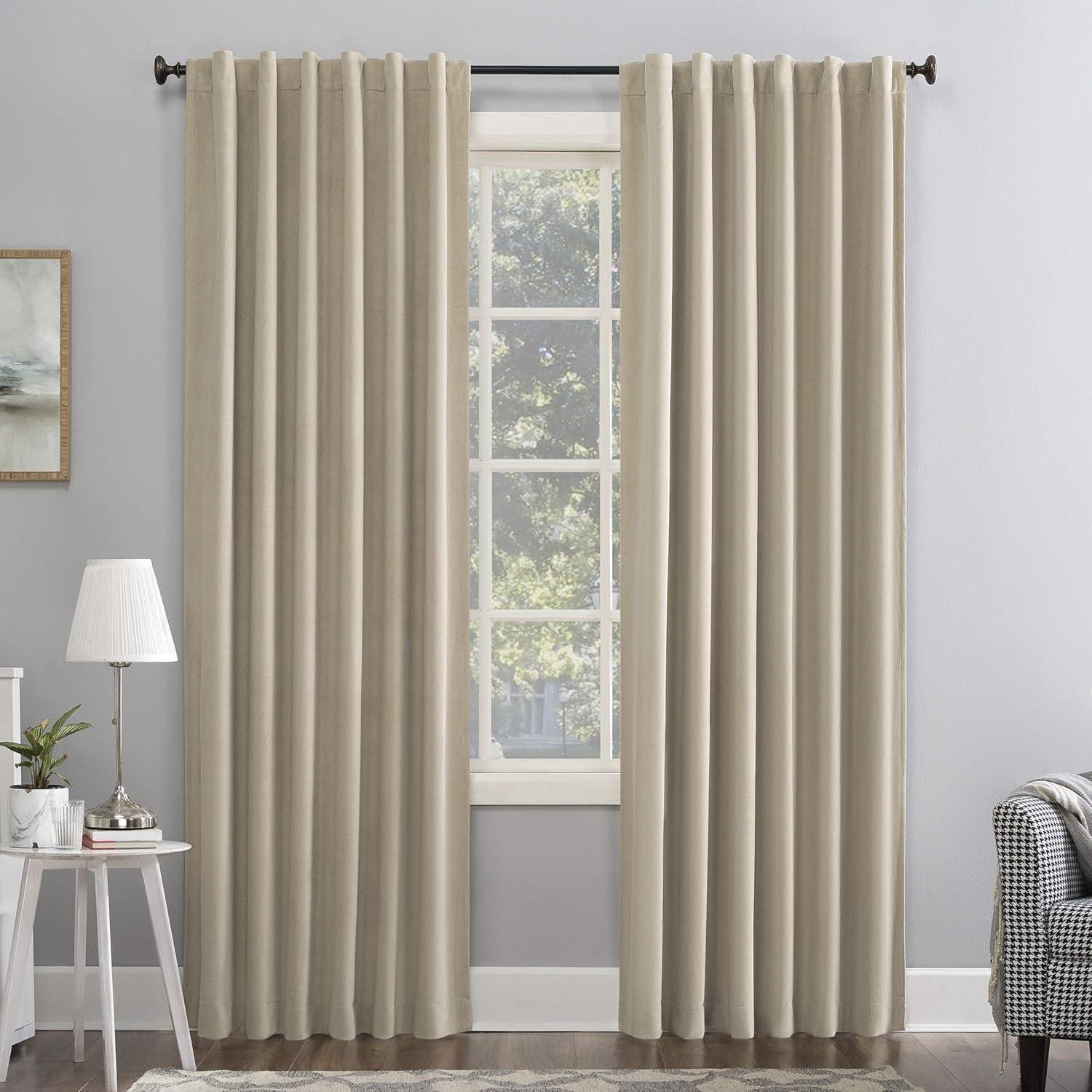 Sun Zero Velvet Noise Reducing Thermal Extreme 100% Blackout Back Tab Curtain Panel