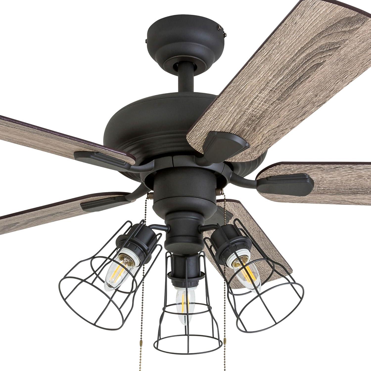 42" Aged Bronze Industrial Ceiling Fan with LED Light