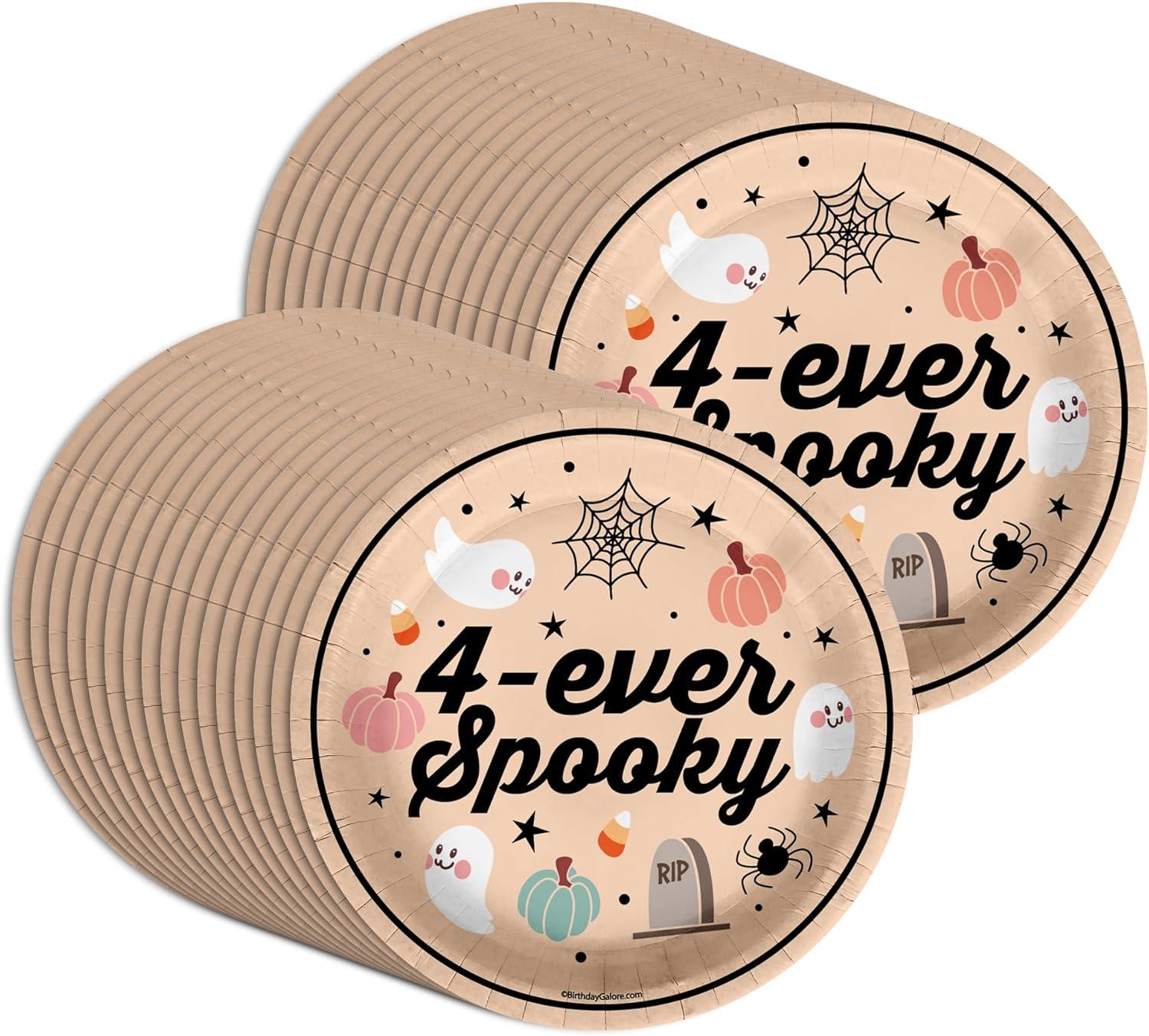 Four Ever Spooky Halloween 9" Round Paper Plates - 32 Piece Set