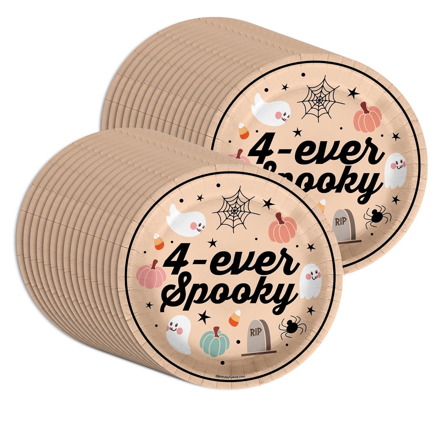 Four Ever Spooky Halloween 9" Round Paper Plates - 32 Piece Set