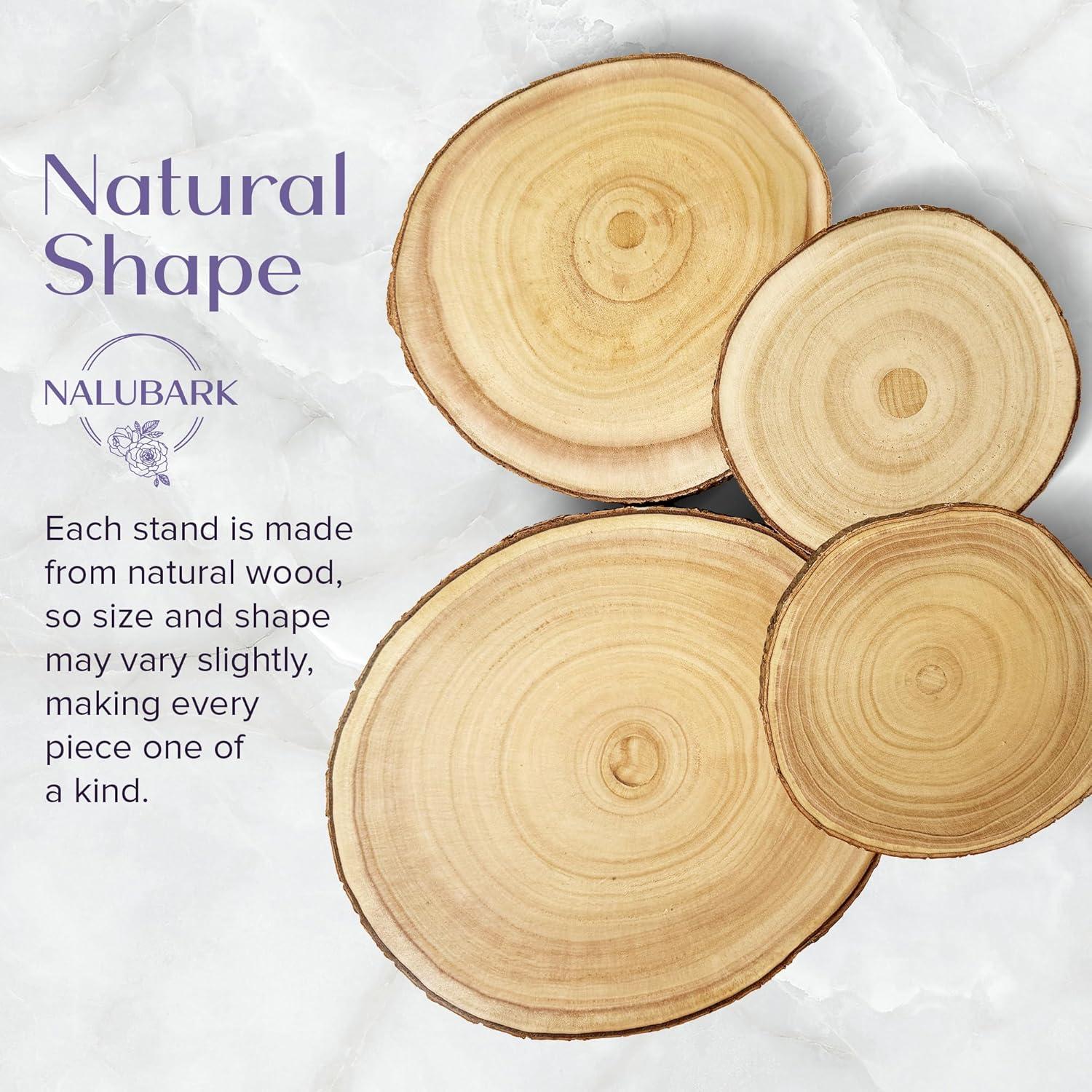 Wooden Cake Stand Rustic, 10-11 inch Multifunctional 2-in-1 Wedding Rustic Cake Stand, Wood Display Tray for Appetizers, Desserts, Charcuterie Board, Farmhouse Tree Stump Style, Sturdy, Easy to Clean