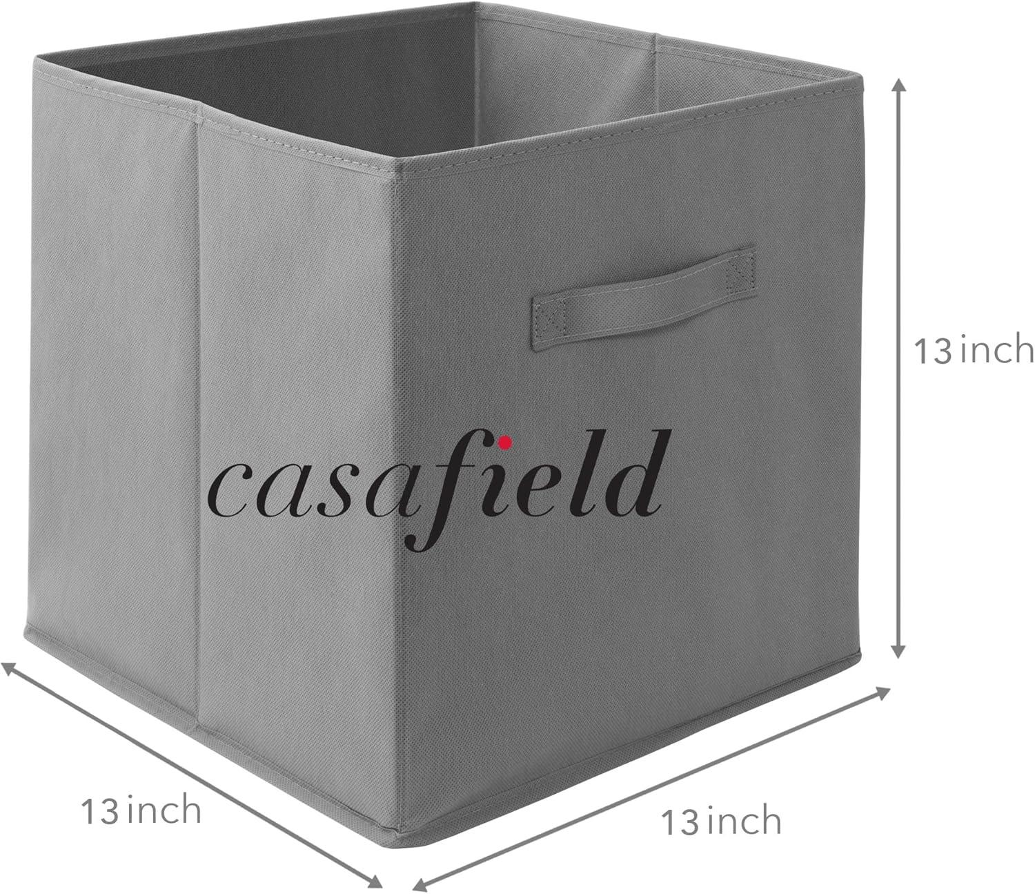 Casafield Set of 6 Collapsible Fabric Storage Cube Bins, Brown - 13" Foldable Cloth Baskets for Shelves and Cubby Organizers