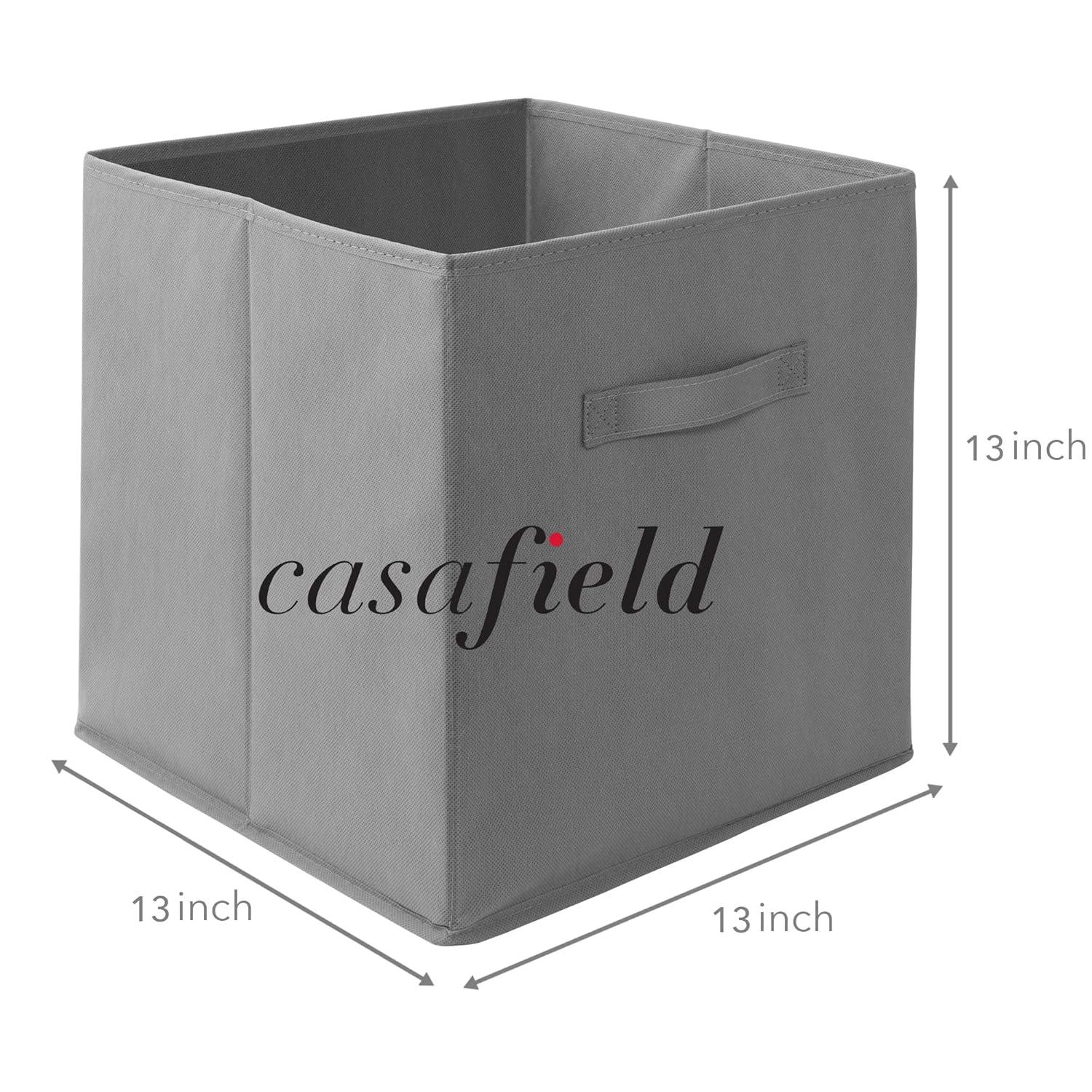 Casafield Set of 6 Collapsible Fabric Storage Cube Bins, Brown - 13" Foldable Cloth Baskets for Shelves and Cubby Organizers