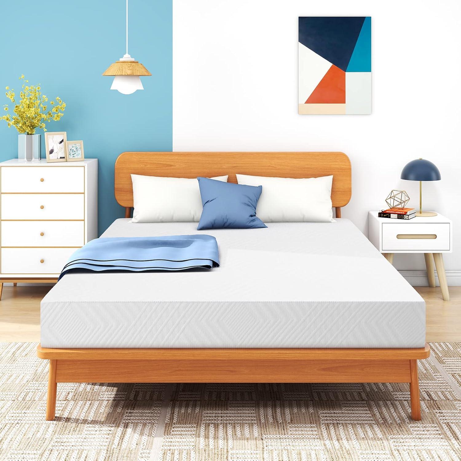 Twin Mattress, 8 Inch Memory Foam Mattress Bed in a Box, Medium, Green Tea and Cooling Gel Infused CertiPUR-US Certified, Made in USA