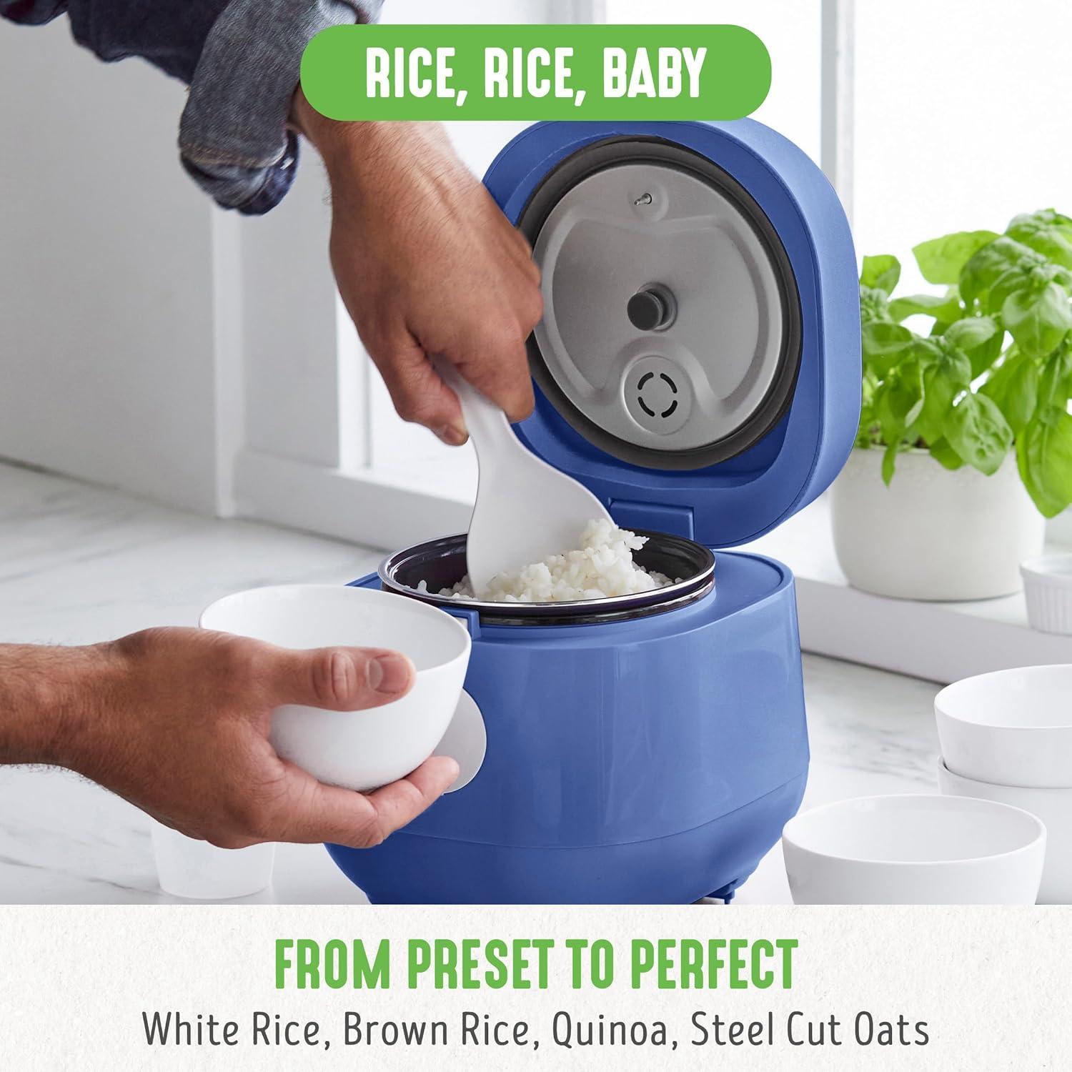 GreenLife Blue and White Ceramic Nonstick Electric Rice Cooker