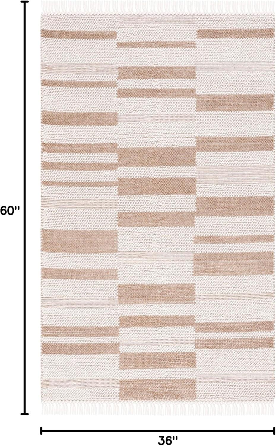 Natura NAT225 Flat Weave Indoor Accent Rug - Ivory/Light Brown - 3'x5' - Safavieh