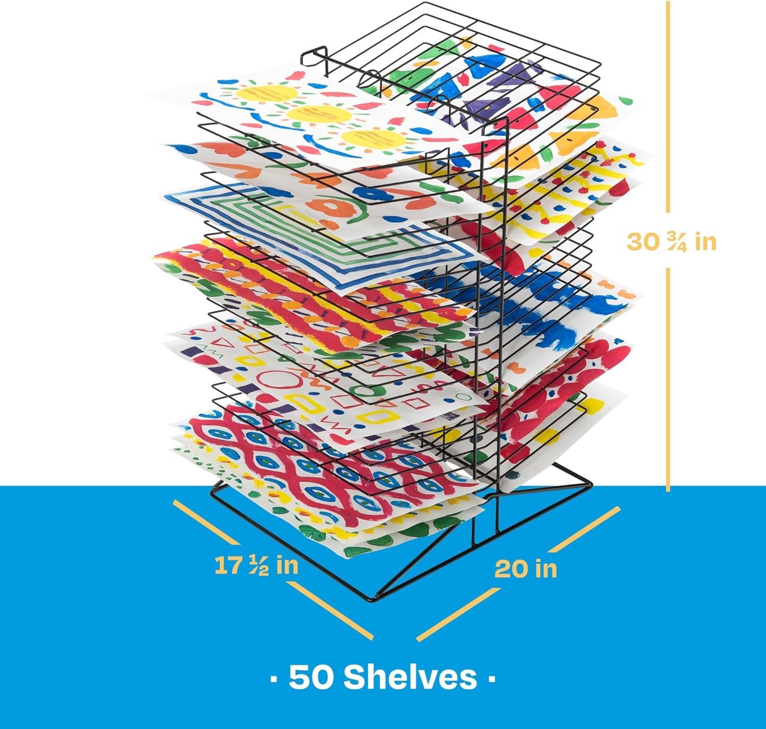 Sax All-Steel Double Sided Wire Drying Rack for Arts and Crafts and Storage, Black, 50 Shelves, 17-1/2 x 20 x 30-3/4 Inches