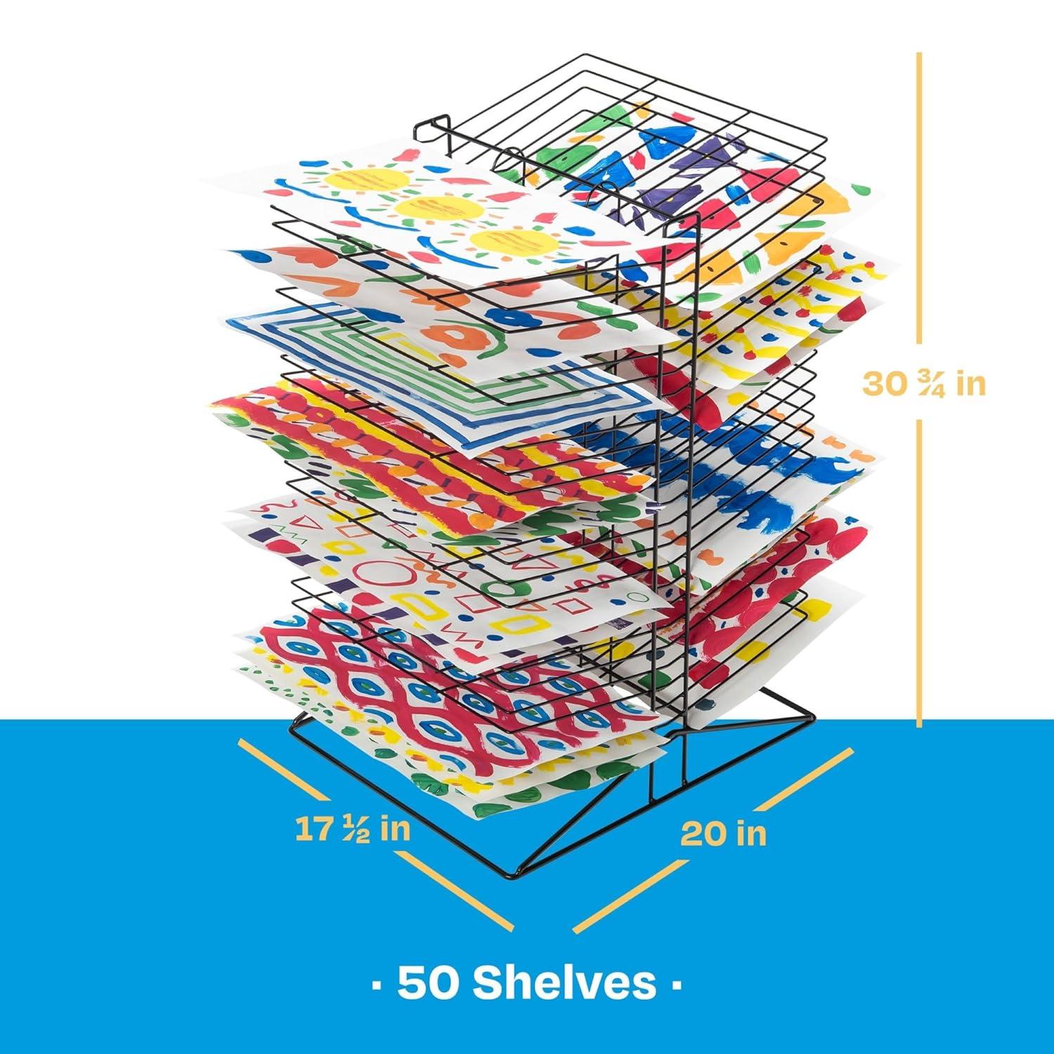 Sax All-Steel Double Sided Wire Drying Rack for Arts and Crafts and Storage, Black, 50 Shelves, 17-1/2 x 20 x 30-3/4 Inches