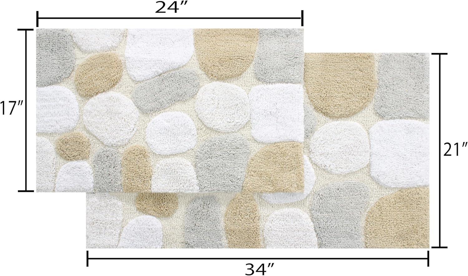 2pc 32"x20" Pebbles Bath Rug Set Spa Light Beige - Chesapeake Merchandising: Cotton Tufted Bathroom Mats, Machine Washable