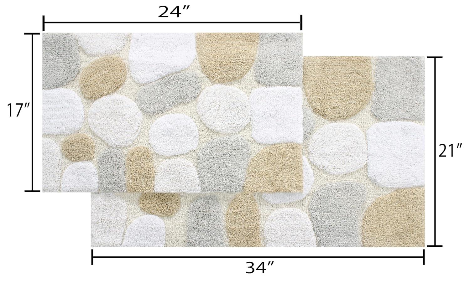 2pc 32"x20" Pebbles Bath Rug Set Spa Light Beige - Chesapeake Merchandising: Cotton Tufted Bathroom Mats, Machine Washable