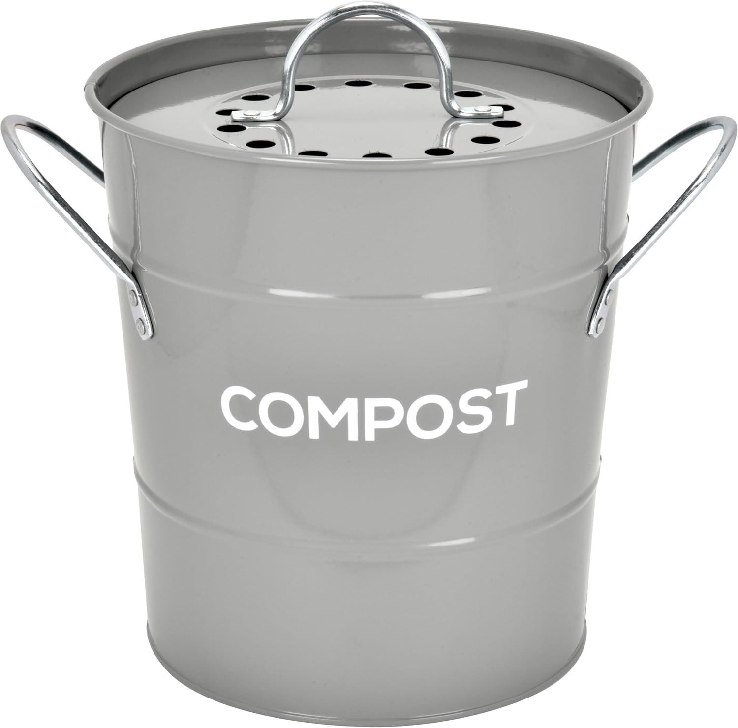 1 Gallons Metal Odor Resistant Indoor Kitchen Composter