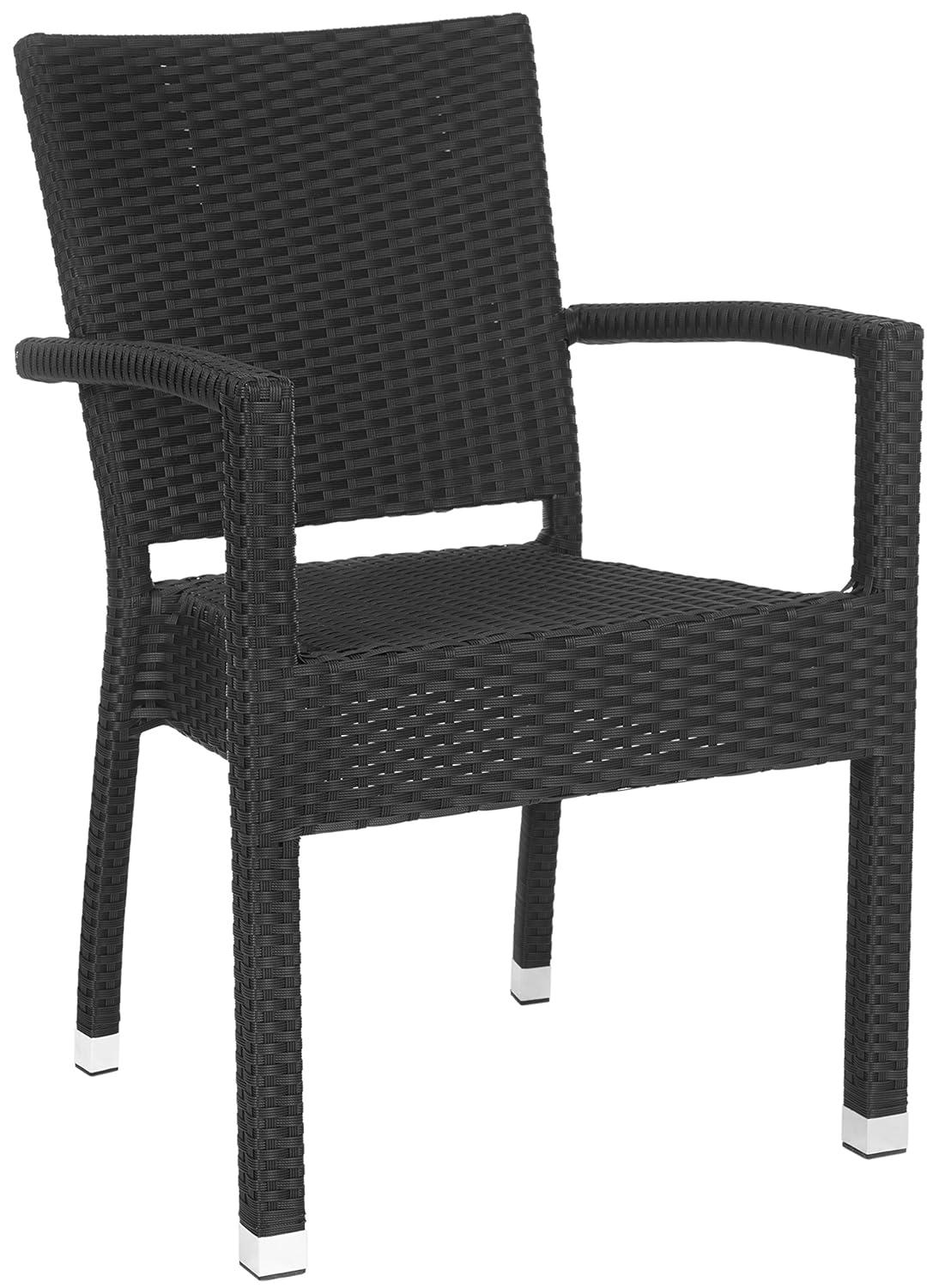 Kelda Stackable Arm Chair Indoor/Outdoor (Set Of 2) - PAT4004 - Black - Safavieh