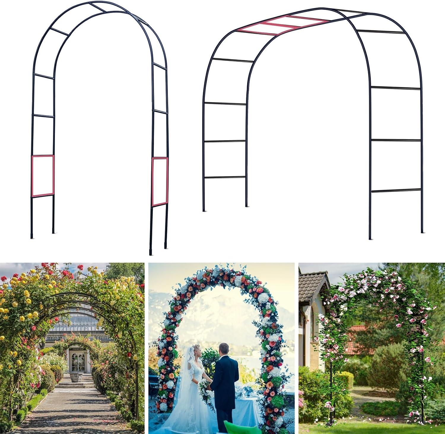 Thickened Tube Garden Arch Trellis - 4.6ft Wide x 7.9ft High or 7.6ft Wide x 6.4ft High - Garden Trellis for Climbing Plants - Stable Garden Arbor, Wedding Arch Decorations, Birthday Party Decoration