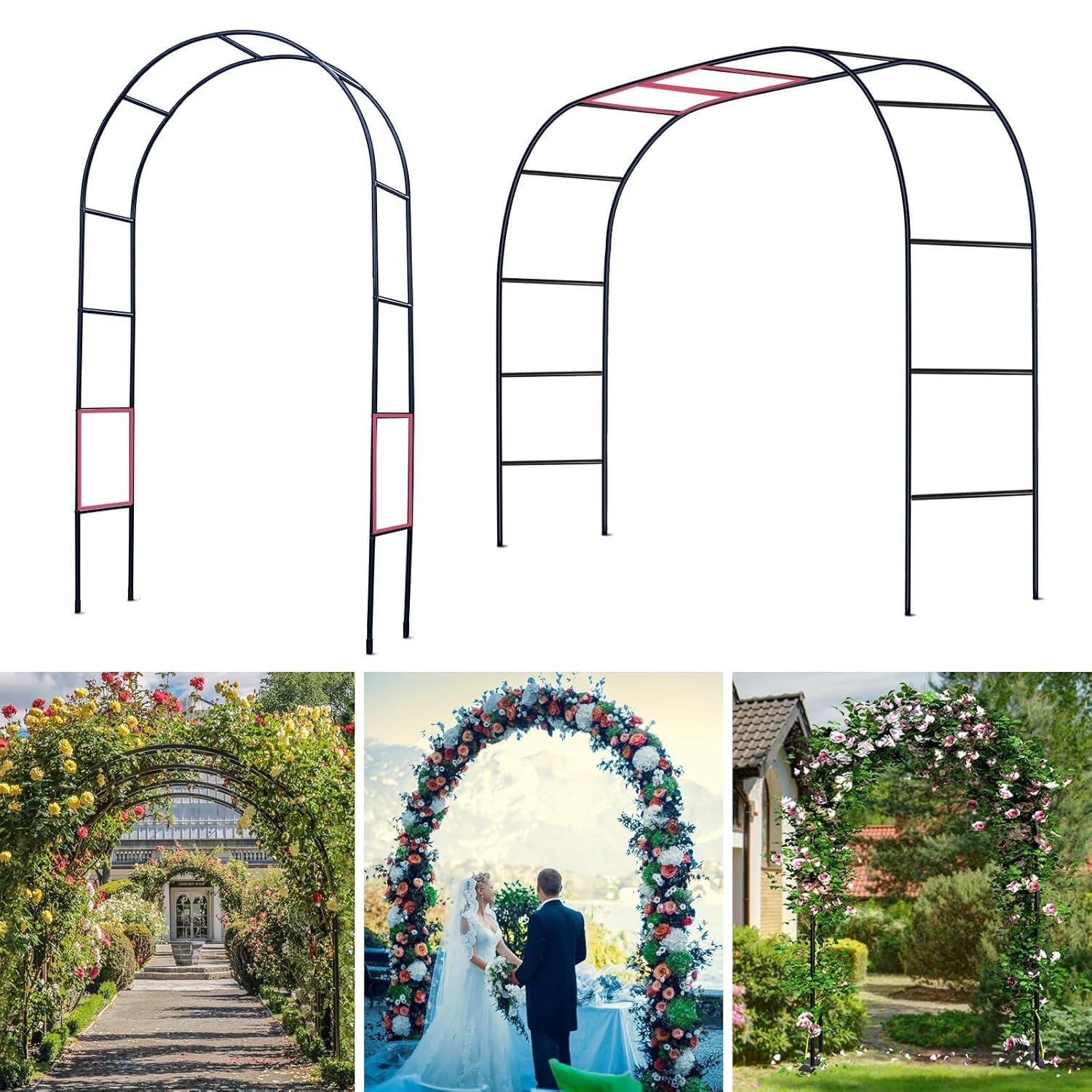 Thickened Tube Garden Arch Trellis - 4.6ft Wide x 7.9ft High or 7.6ft Wide x 6.4ft High - Garden Trellis for Climbing Plants - Stable Garden Arbor, Wedding Arch Decorations, Birthday Party Decoration