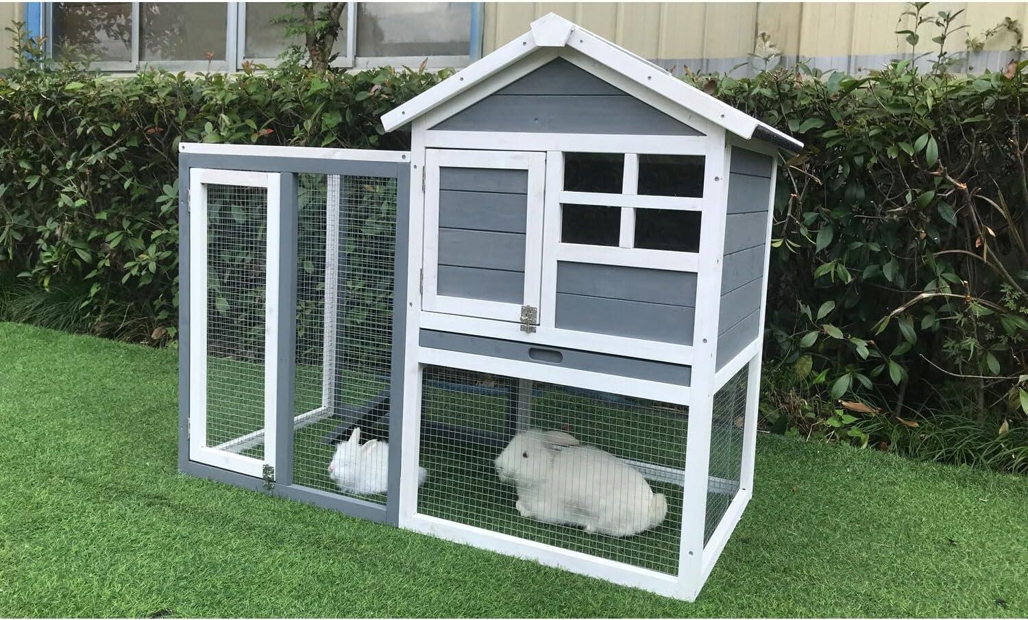 Hanover Outdoor Wooden Bird Cage with 3 Resting Bars, Ladder, Waterproof Roof and Removable Tray, 2.9 Ft. x 2.1 Ft. x 5.8 Ft.