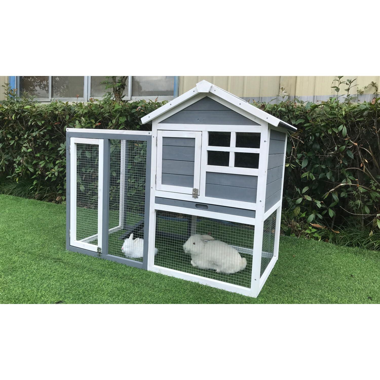 Hanover Outdoor Wooden Bird Cage with 3 Resting Bars, Ladder, Waterproof Roof and Removable Tray, 2.9 Ft. x 2.1 Ft. x 5.8 Ft.