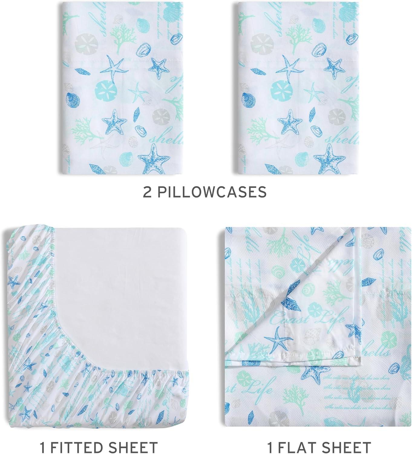 Coastal Print Sheet Set|Queen - Ocean Paradise King - Hampton Blue