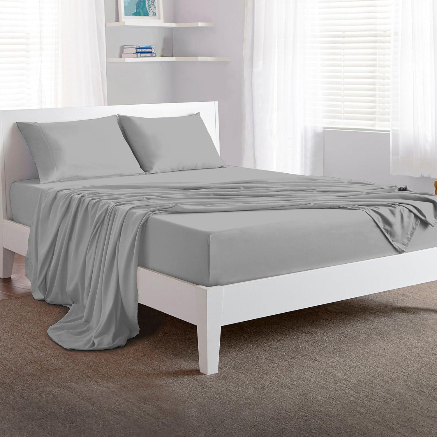 Bedgear King Basic Sheet Set Light Gray: 100% Polyester, Woven, Machine Washable, Modern Decor, 4-Piece Set