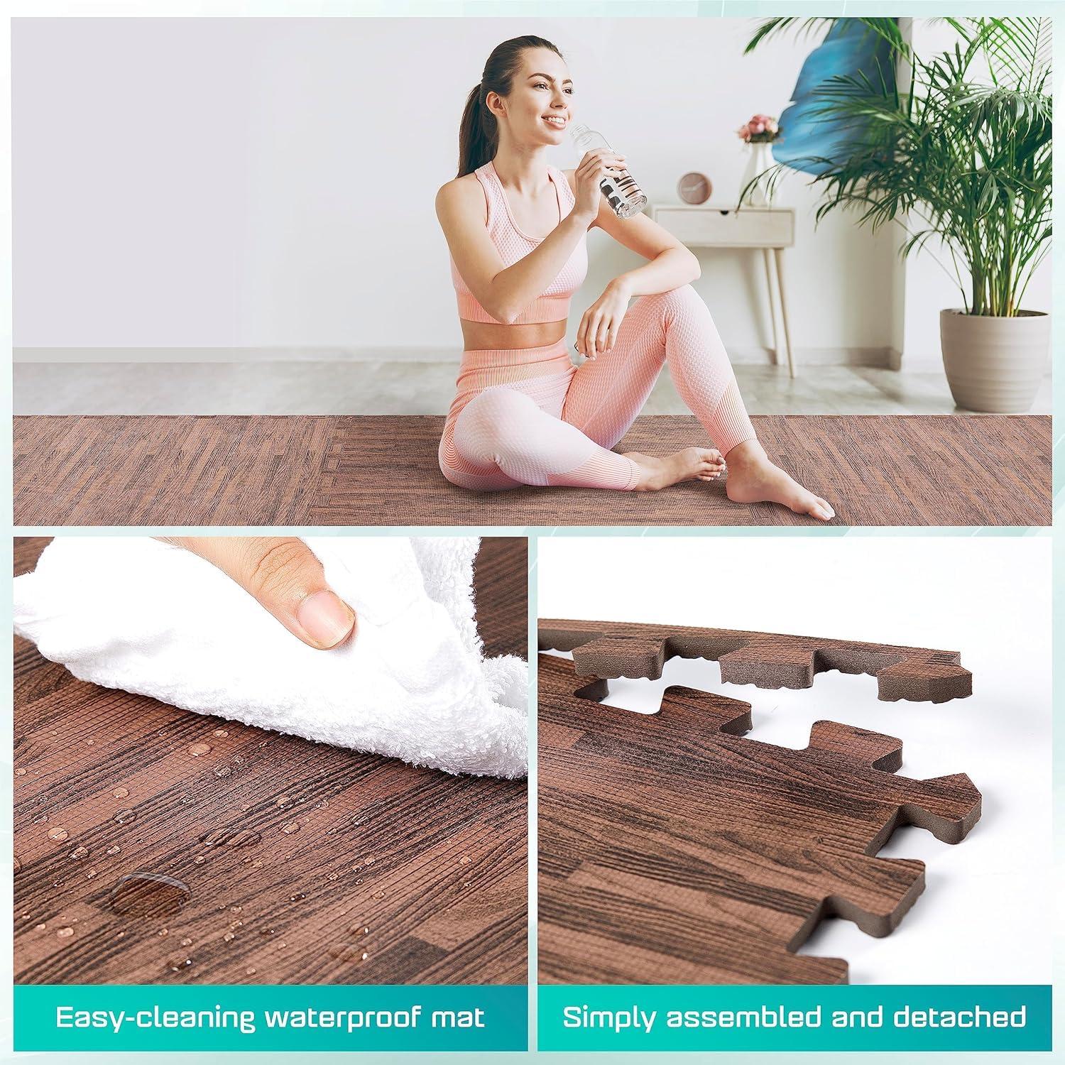 Bme Premium 24" L x 24" W x 0.375" EVA Interlocking Foam Floor Tiles, Non-Slip Gym Mats for Muti-use