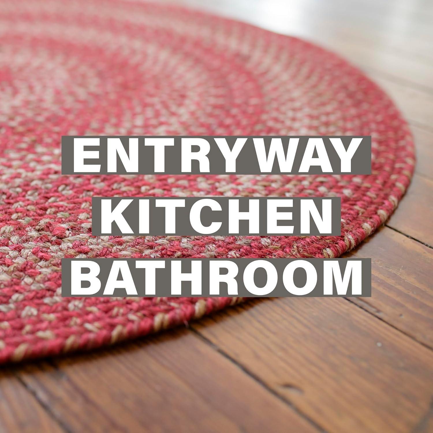 Homespice 20x30 Red Oval Braided Rug. Apple Pie Red Jute Oval Rug. Uses- Entryway Rugs, Kitchen Rugs, Bathroom Rugs. Reversible, Rustic, Country, Primitive, Farmhouse Decor Rug