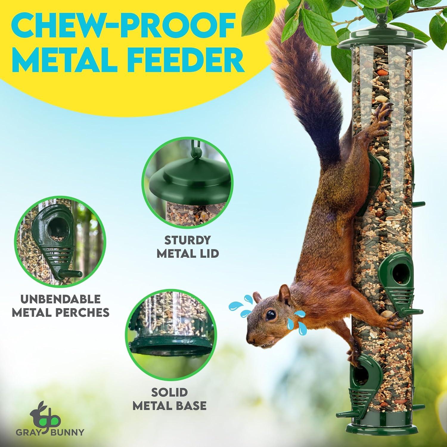 16-Inch Squirrel Proof Metal and Plastic Hanging Bird Feeder